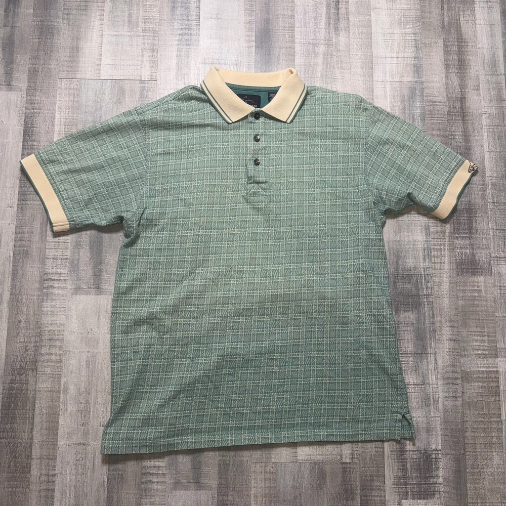 Vintage Greg Norman Collection Golf Polo Shirt M Green Cotton Shark Relaxed 00s